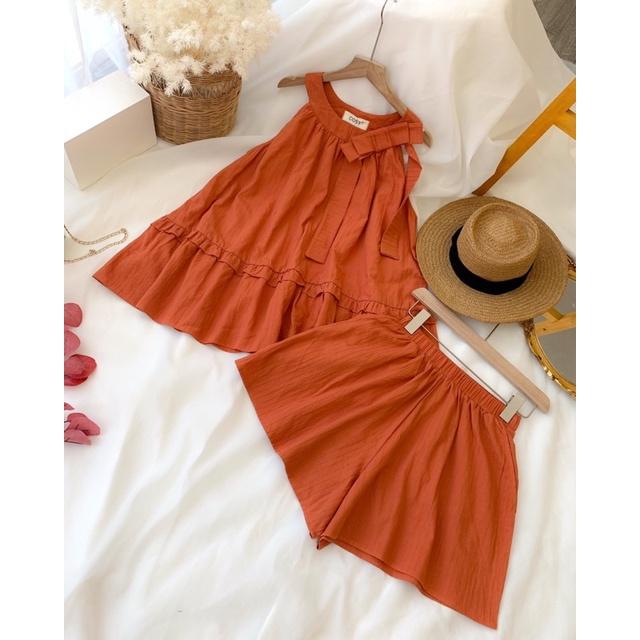 047 - SET ÁO CỔ YẾM NƠ QUẦN SHORT