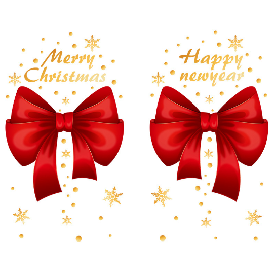 Decal trang trí Noel hít tĩnh điện - Cặp Nơ đỏ rực cực xinh