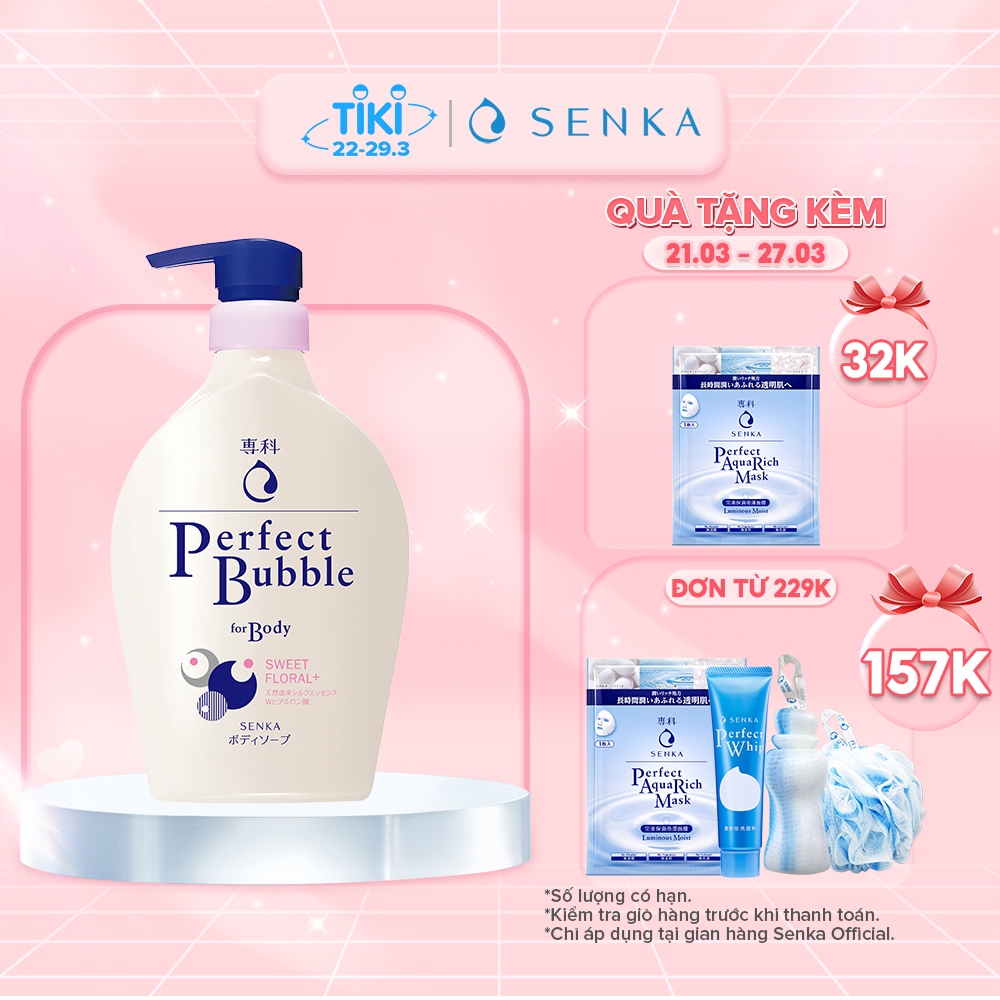 Sữa tắm dưỡng ẩm hương hoa dịu ngọt Senka Perfect Bubble for Body Sweet Floral 500ml