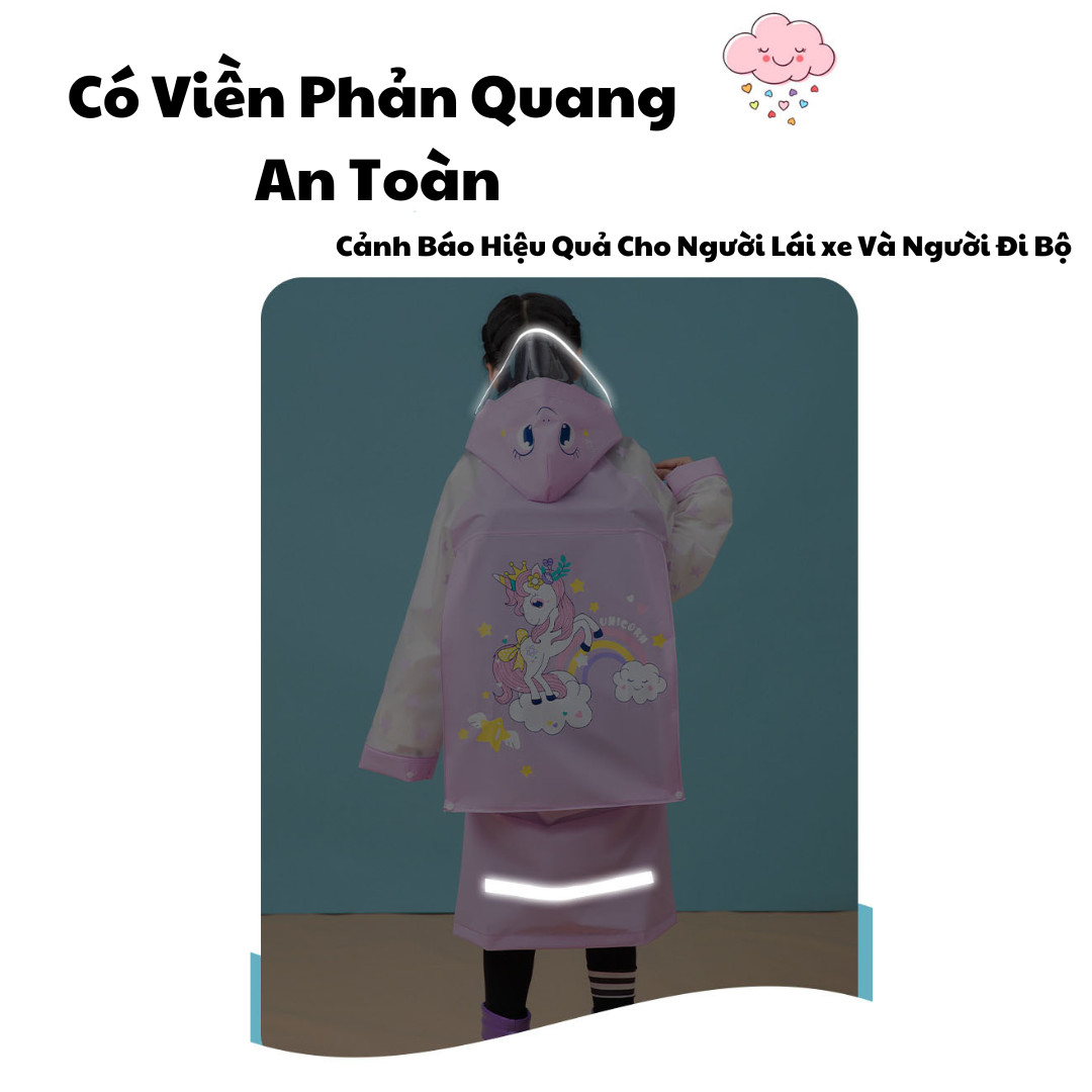 [HCM] Áo Mưa Bé Trai và Bé Gái Chất Vải Eva An Toàn Cho Da Bé Chất Dày Chống Thấm Nước Tốt - Mũ Vành Trong Suốt Rộng Rãi Có Thể Đeo Cặp Thoải Mái (Phù Hợp Cho Bé Từ 6 Đến 13 Tuổi