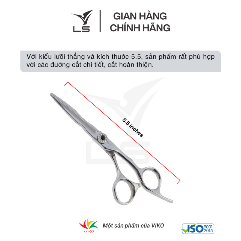 Kéo cắt tóc LS lưỡi thẳng quai offset vênh đỡ ngón cố định FA13/5.5