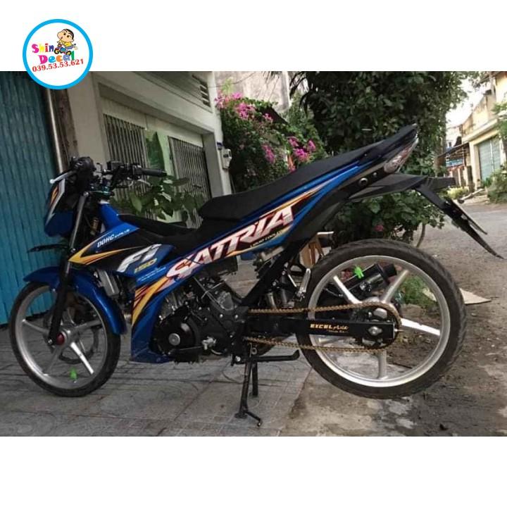 Tem rời satria fi sấm sét dán xe xanh