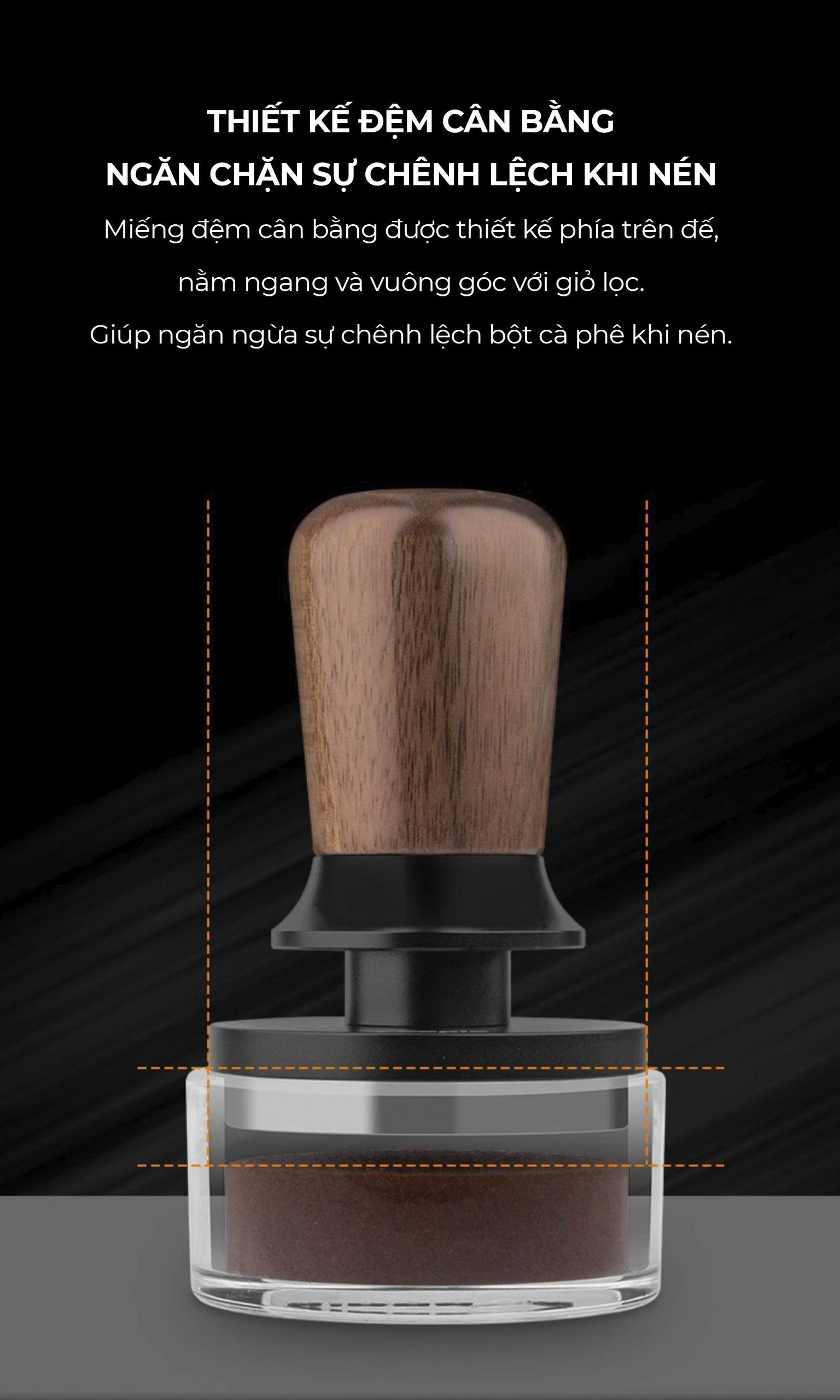 Feepie Tamper nén cà phê cố định lực cân bằng Wood charm