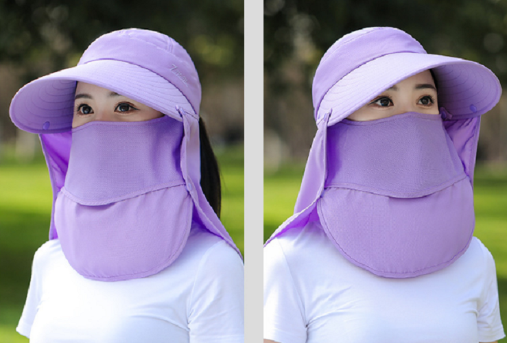 Mũ rộng vành nữ kèm khẩu trang chống nắng  360 độ cao cấp, nón khẩu trang nữ tạo kiểu