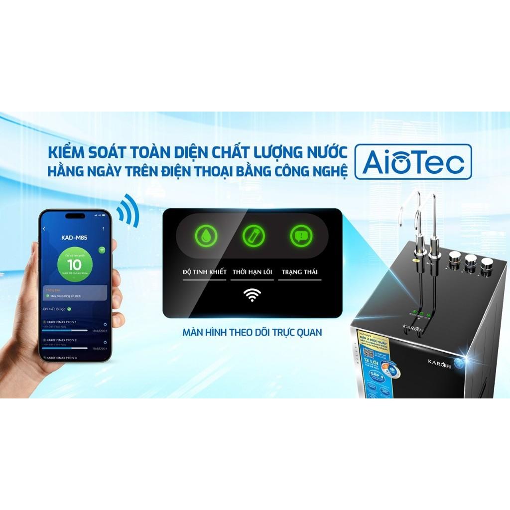 Máy lọc nước Nóng lạnh 12 lõi KAROFI KAD-M85 - 2 lõi Gấp 4 Hydro-Ion Kiềm, Lạnh Block Zitek 4.2, Aiotec - Hàng Chính Hãng