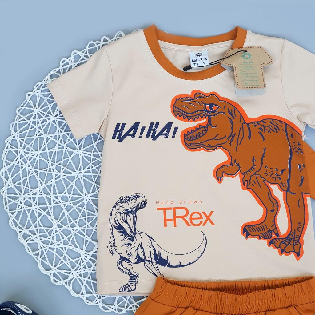 Bộ tay ngắn cotton 4 chiều họa tiết khủng long T rex siêu ngầu size 1-8 , 8-23kg chothanhly shop