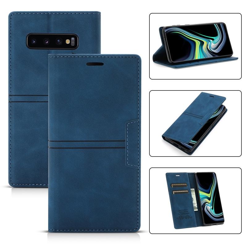 Bao da điện thoại nắp lật từ tính/ giá đỡ/ màu trơn cho Samsung Galaxy S10 Plus S10e S8 Plus S9 Plus