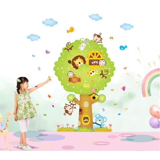 Decal trang trí cây xanh và thú xinh size lớn