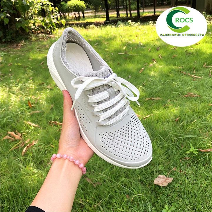 Giày nhựa đi mưa chống hôi chân -Croslite-Literide-Pacer màu Trắng bạc