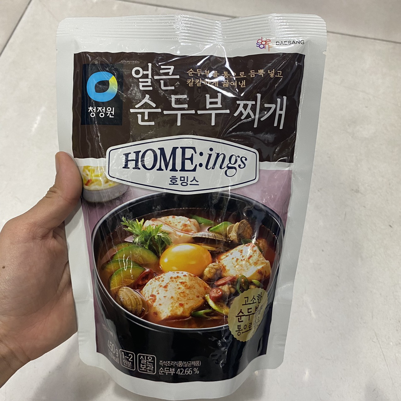 Canh Đậu Hũ Cay Ăn Liền Daesang Hàn Quốc Gói 450G / 대상) 호밍스 얼큰순두부찌개 450G