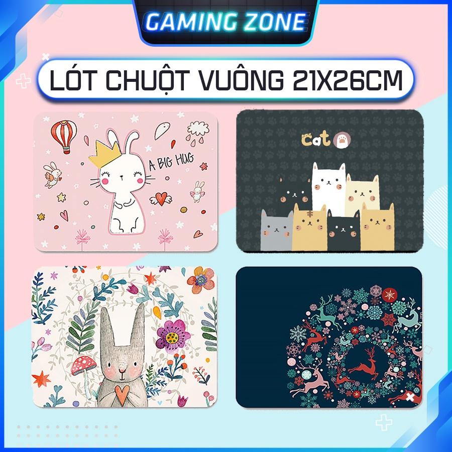 Lót chuột, bàn di chuột vuông 21cm x 26cm dễ thương chống trượt siêu bền siêu đẹp