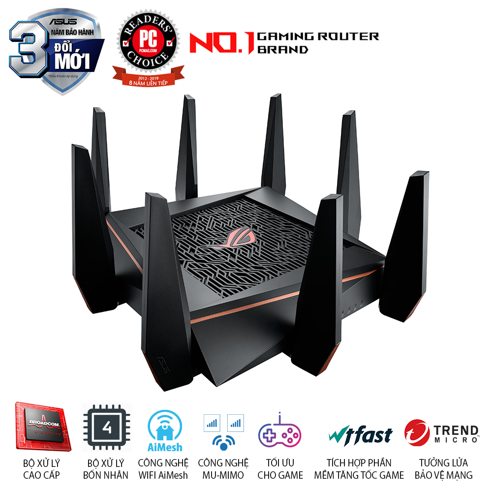 Router Wifi 8 Ăng-Ten 3 Băng Tần Chuẩn Asus GT-AC5300 AC-5300 (2167Mbps) - Hàng Chính Hãng