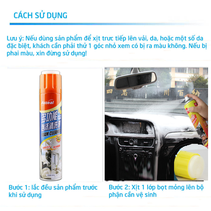 Dung dịch tạo bọt xịt rửa da ghế, giặt đệm, làm sạch đồ da, bảo dưỡng da ghế xe hơi, ô tô, xe tải, xe khách, ghế văn phòng, sofa da, nội thất 206730