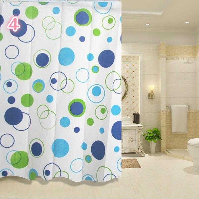 rèm treo nhà tắm vòng tròn xanh trắng - loại 1m8 x1.8m