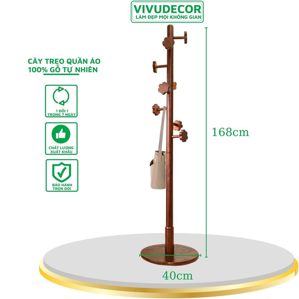 Cây treo quần áo VIVUDECOR CT15 100% gỗ tự nhiên 8 nhánh