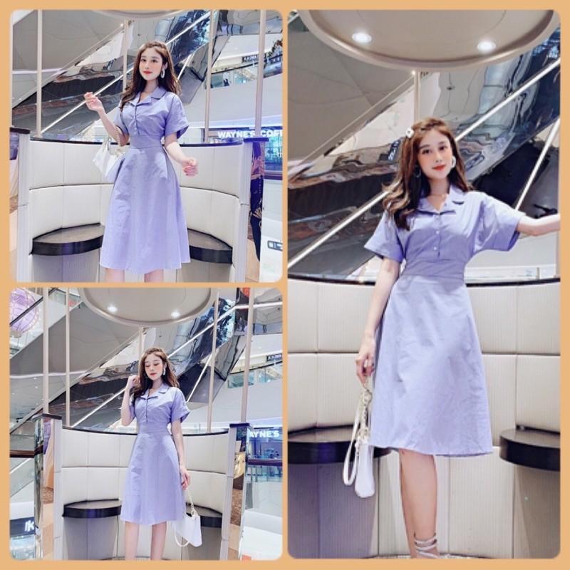 Đầm xoè cổ vest tay ngắn,thiết kế kiểu cổ điển quốc dân dễ thương, xinh đẹp (Đ256)VDVDVDVD