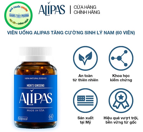 Viên uống tăng cường sinh lý nam ALIPAS [Combo 2 hộp 60 viên tặng 1 hộp 15 viên]