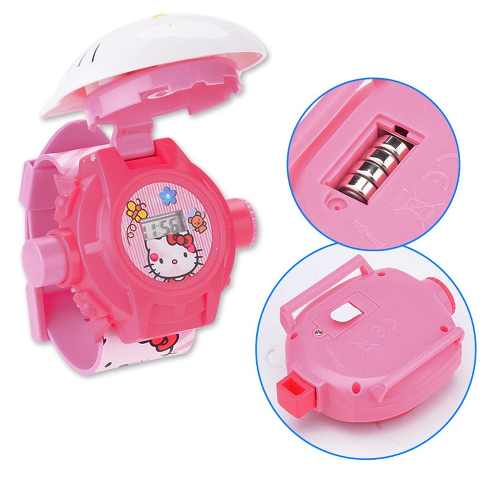 Đồng Hồ Điện Tử Thông Minh Chiếu Hình 3D Kuromi Gấu Dâu Kitty Melody Elsa Cho Bé Trai Bé Gái