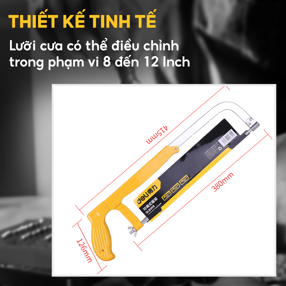 Lưỡi cưa thép Carbon có thể điều chỉnh 203mm-305mmDeli DL6008