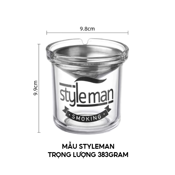 Gạt Tàn Thuỷ Tinh Có Phễu Inox Cao Cấp Phù Hợp Quán Cà Phê Văn Phòng Làm Việc