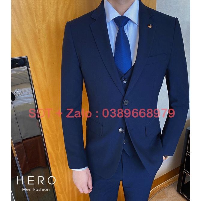 Bộ vest nam cao cấp 2 cúc màu tím than, Bộ suit nam thanh niên 2 cúc