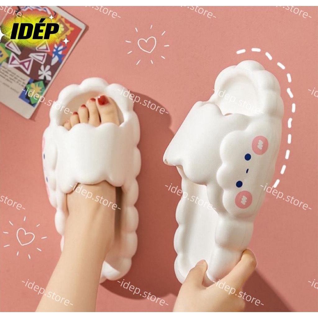 Dép bánh mì ĐÁM MÂY CLOUD cao 3.5cm iDÉP DL302 nữ quai ngang cao su siêu mềm chống trơn ulzzang đi trong nhà, văn phòng