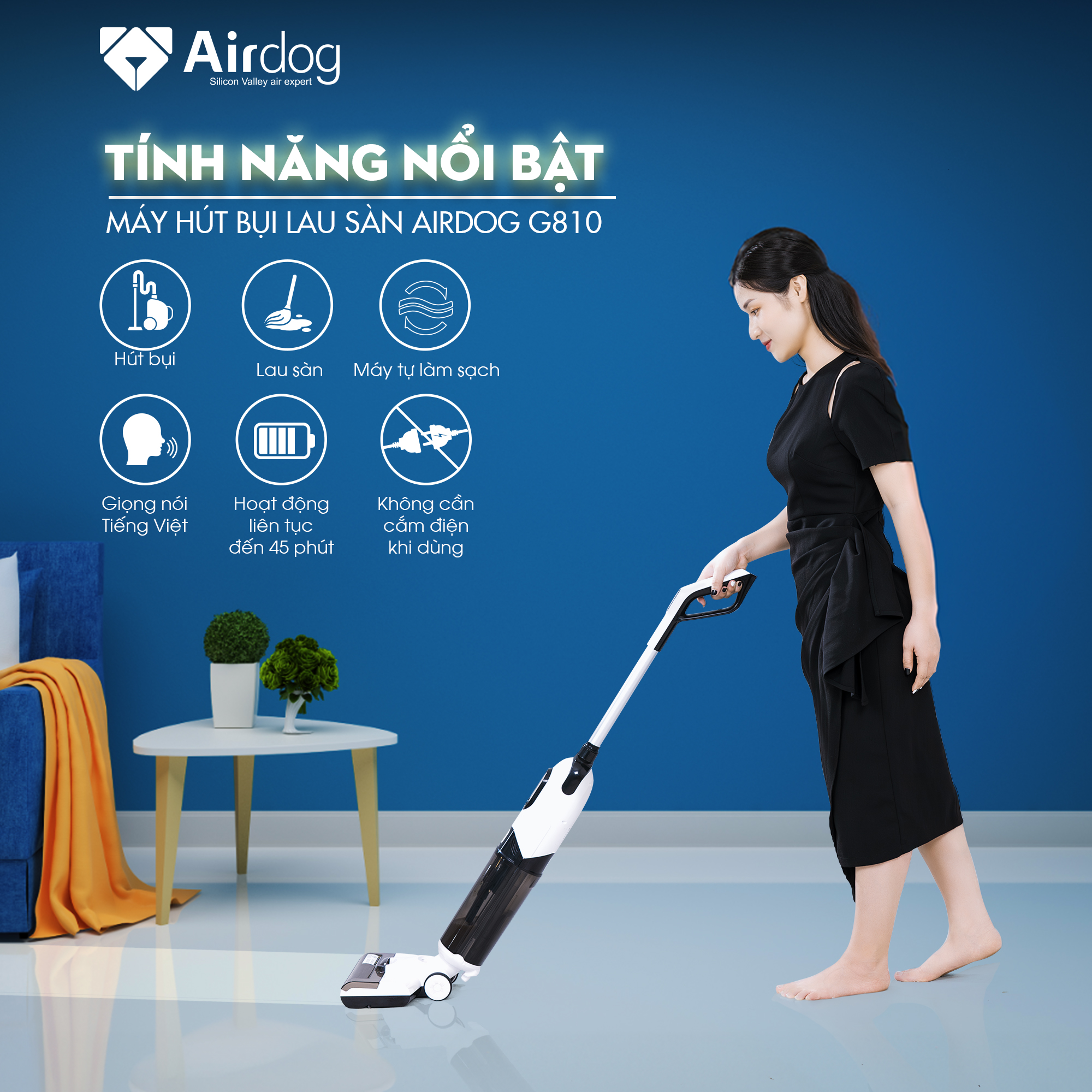 Máy hút bụi lau nhà Airdog GT810 -  Bảo hành chính hãng 12 tháng - Hàng nhập khẩu