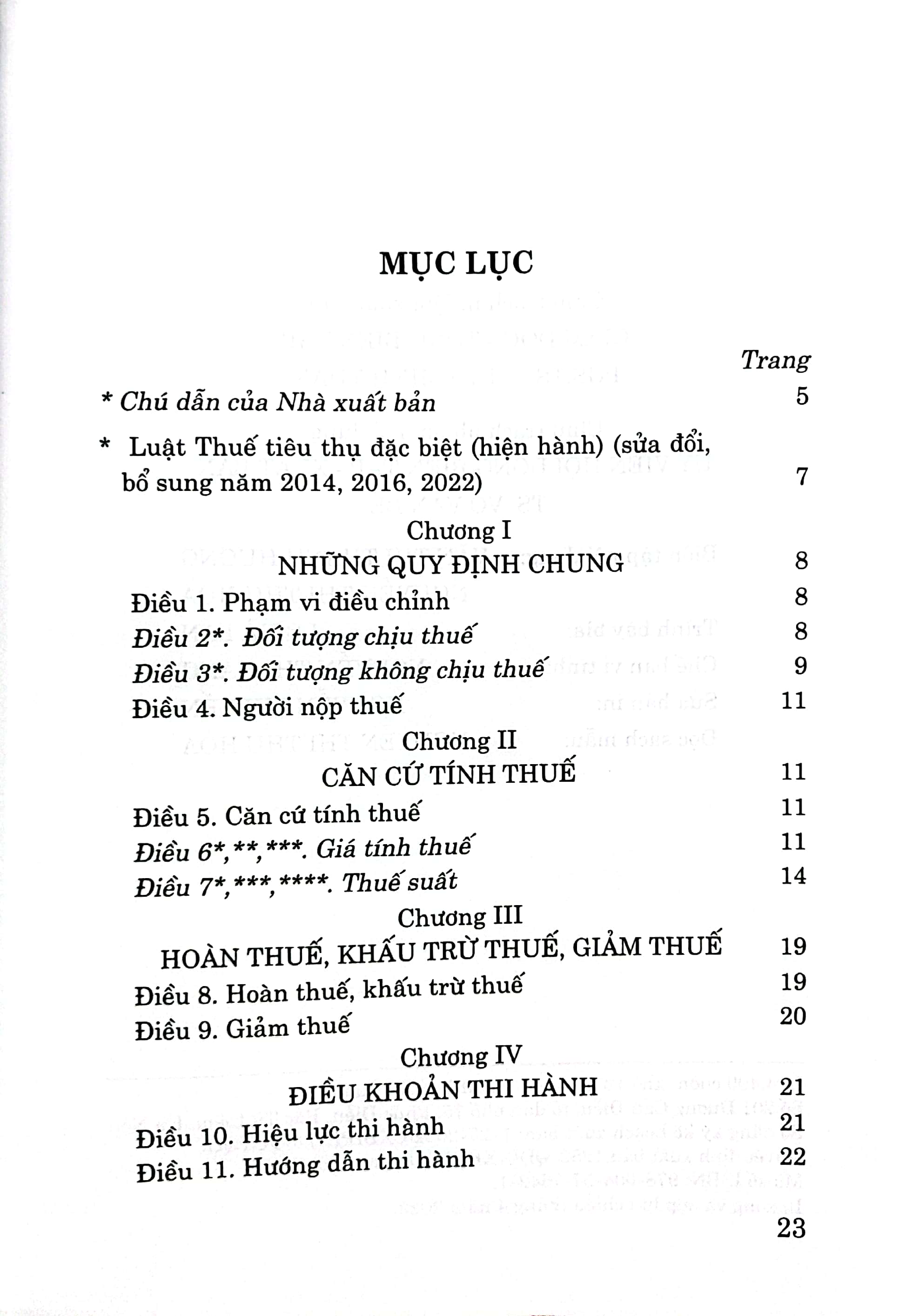 Luật Thuế tiêu thụ đặc biệt (Hiện hành) (Sửa đổi, bổ sung năm 2014, 2016, 2022)