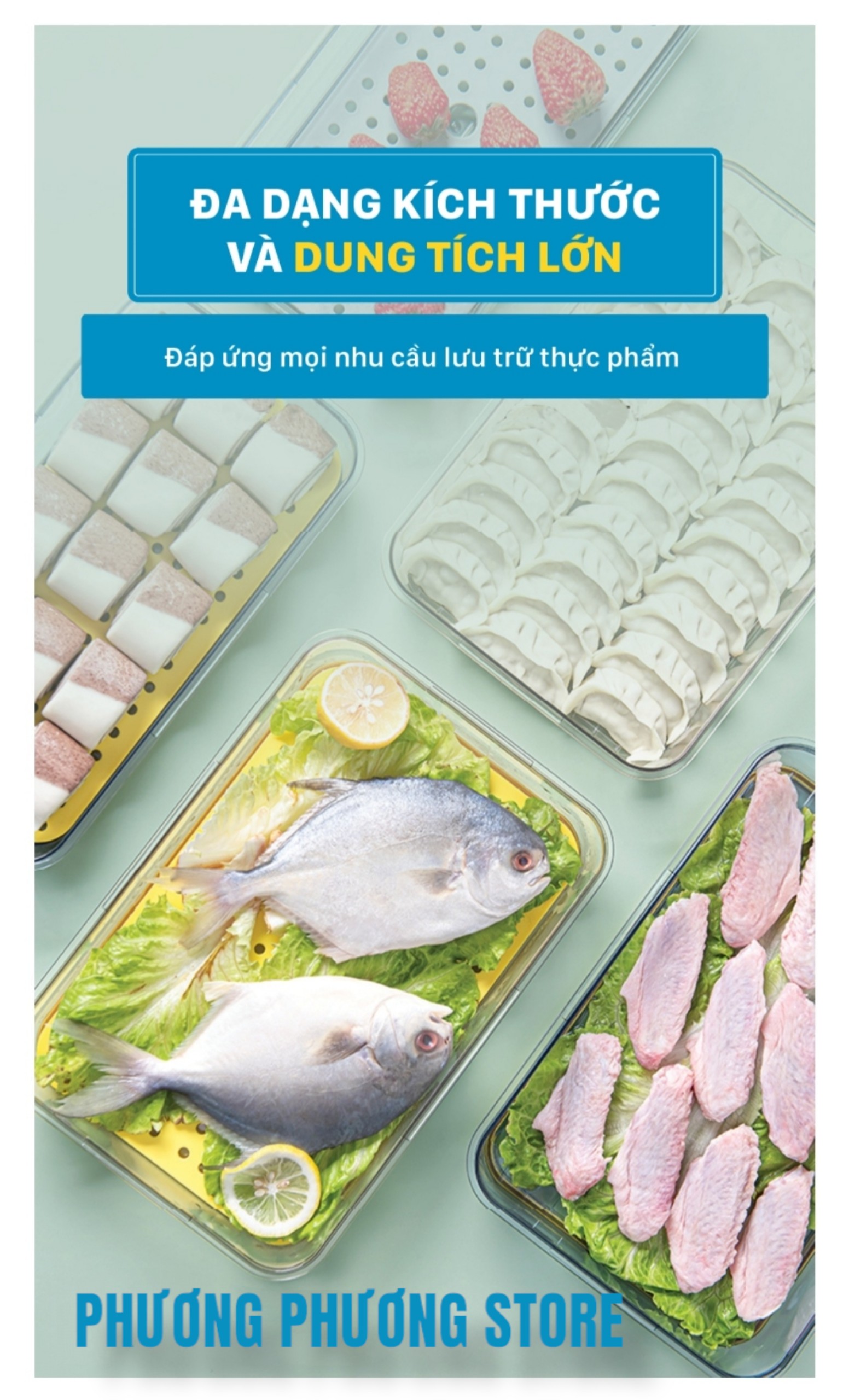 Hộp nhựa đựng thực phẩm HoKoRi trong suốt có khay lót đáy giúp ráo nước, chất liệu cao cấp, an toàn cho sức khỏe