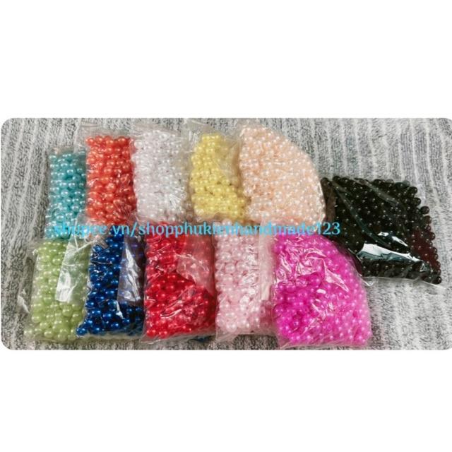 1kg1 túi hạt cườm/ hạt giả ngọc trai/ hạt nhựa 8mm