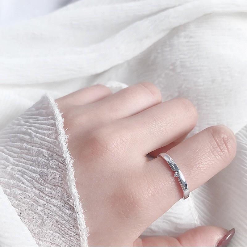 Nhẫn đôi bạc Miuu Silver, nhẫn cặp đính đá Vani Couple Ring