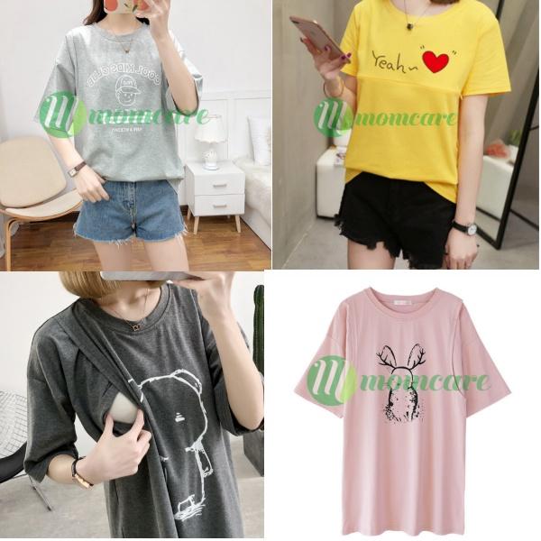 Áo phông bầu cộc tay, đồ sau sinh cho con bú ti - Quần áo thời trang Quảng Châu mùa hè đẹp giá rẻ Bigsize