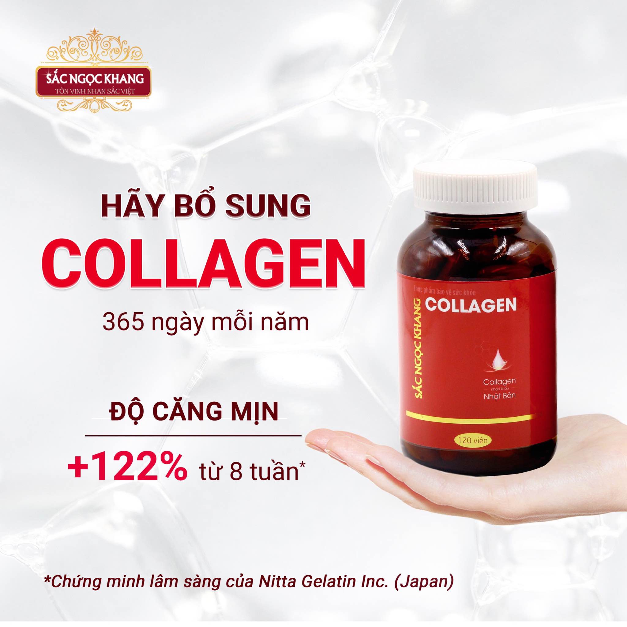 Viên uống Collagen Sắc Ngọc Khang 120 viên giúp tăng đàn hồi, mịn màng da