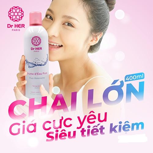 [Tặng nước tẩy trang 100ml] Xịt khoáng cấp ẩm tức thì chính hãng từ pháp Dr HER Paris_400ML