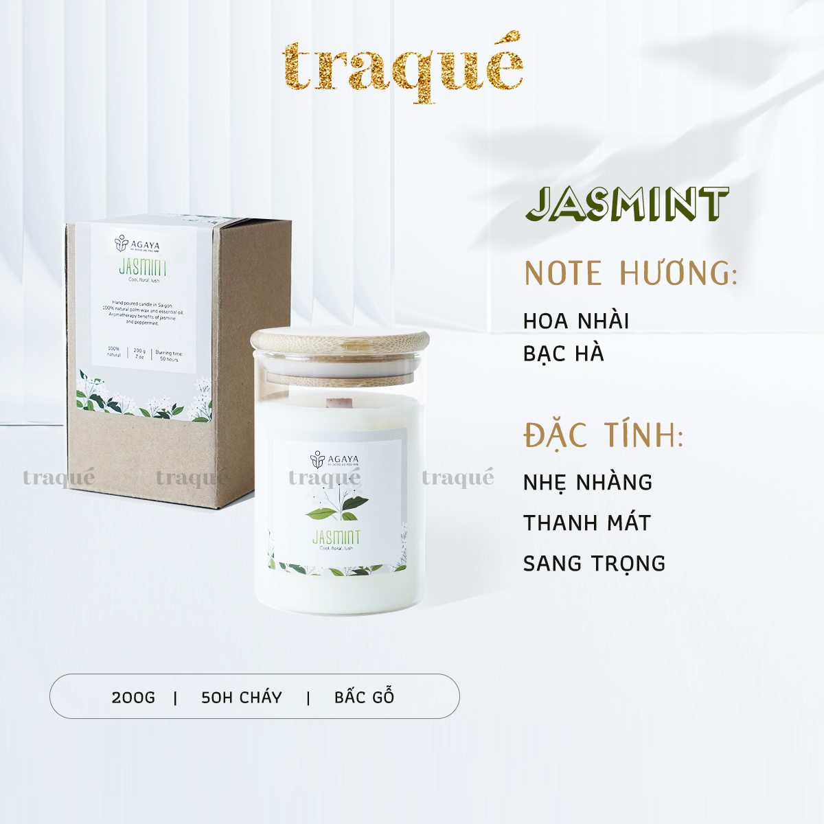Nến thơm tinh dầu cao cấp không khói an toàn Candle Cup - JASMINT/HOA NHÀI - M - 200G