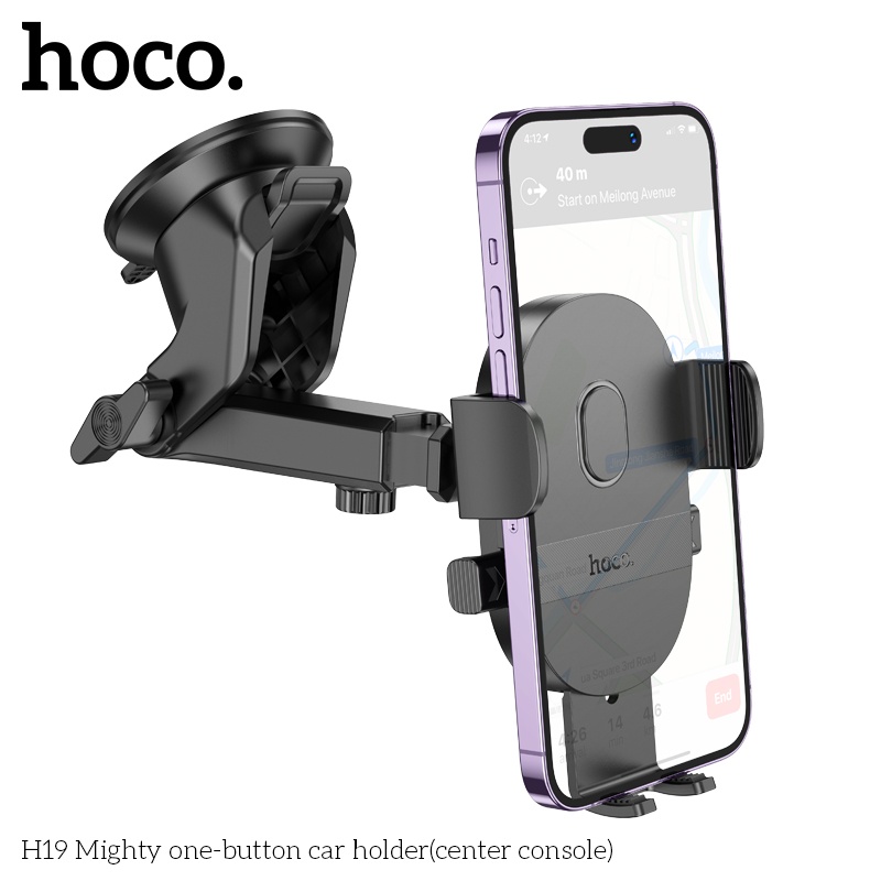 Giá đỡ điện thoại chắc chắn trên xe hơi, ô tô từ 4,7-7 inch gắn trên kính hoặc táp lô H19 - Hàng chính hãng