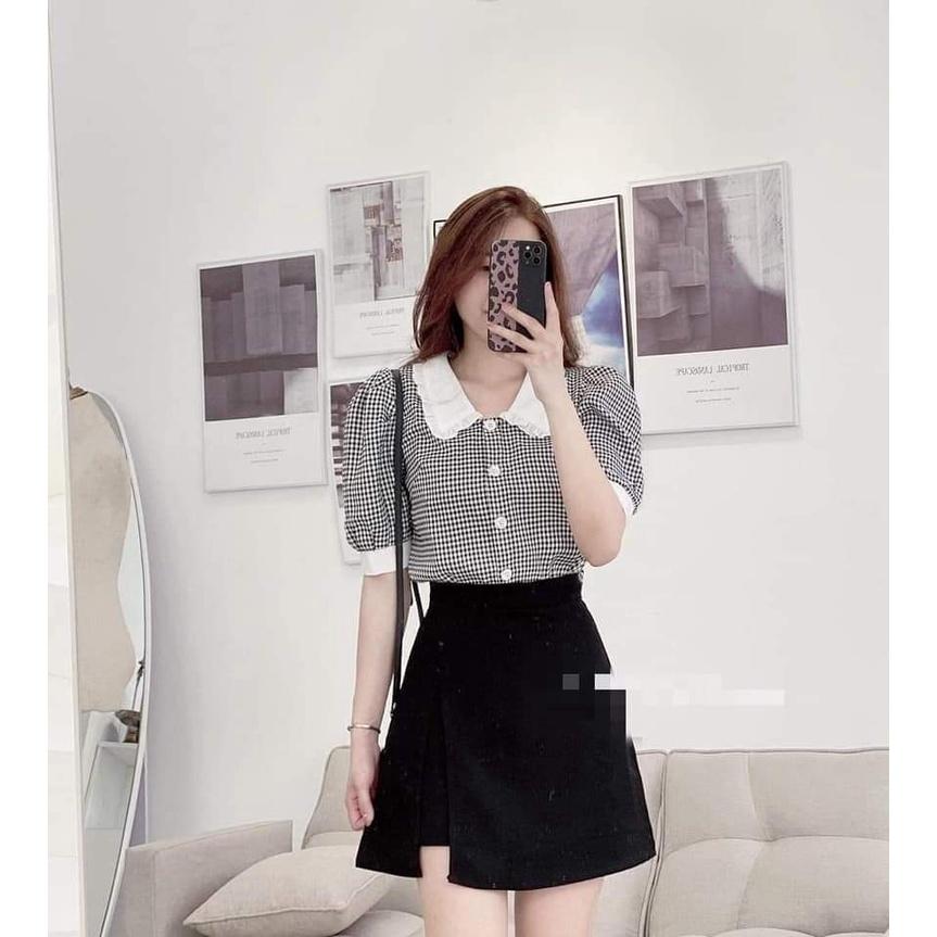 Áo Sơ Mi Nữ Công Sở thời trang SURI Cao Cấp Áo Kẻ Sọc, Cổ Bèo trắng,tay ngắn Siêu đẳng cấp thời trang