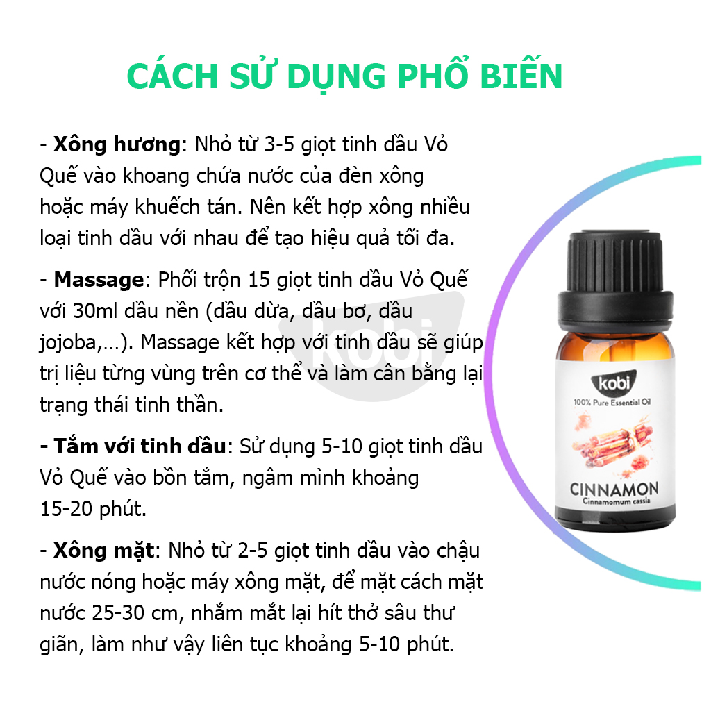 Tinh Dầu Quế Lau Sàn Nhà Kobi, Giúp Khử Mùi, Thơm Phòng (30ml)