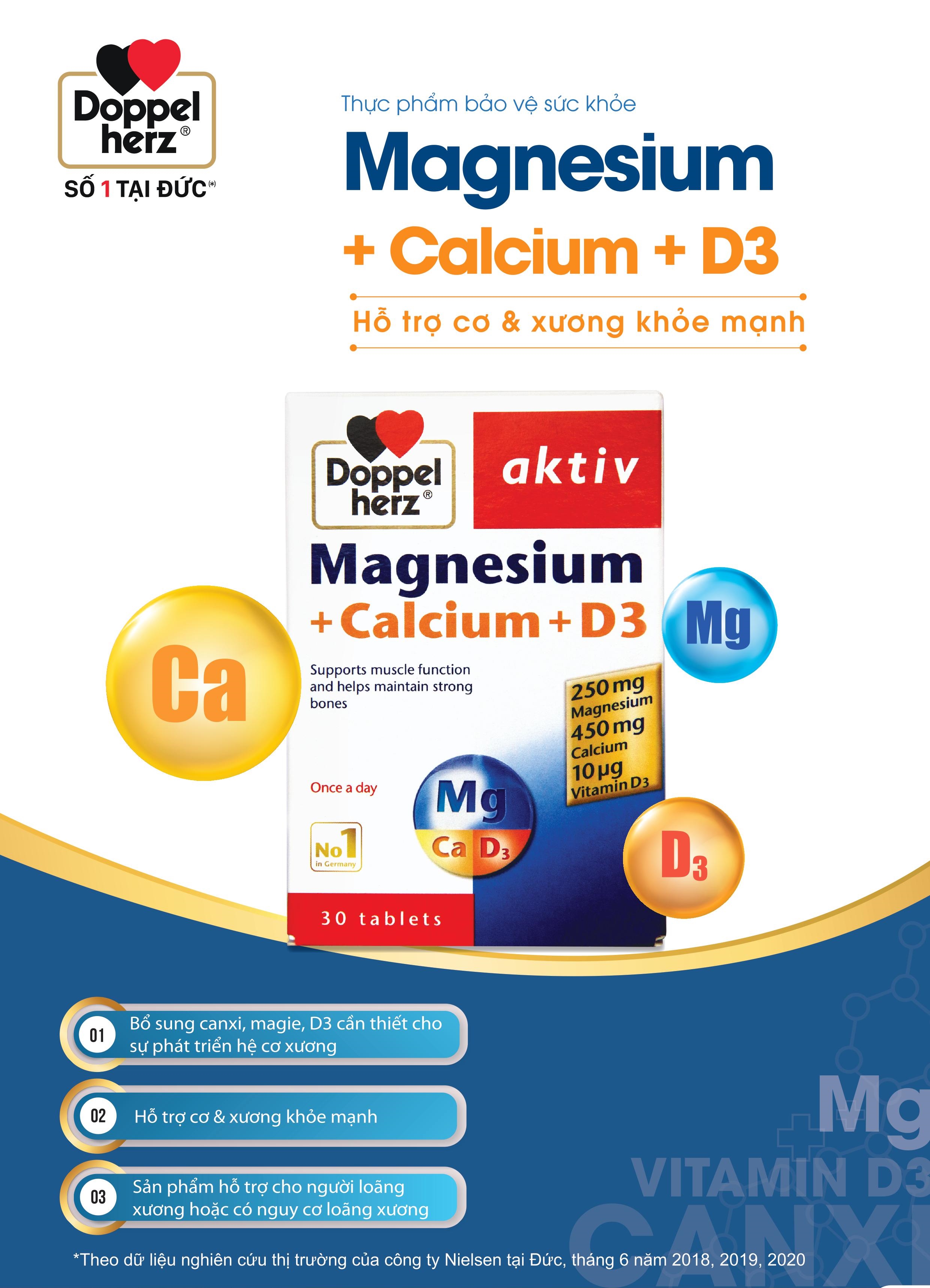 Bộ đôi dưỡng thai bổ sung canxi, Vitamin tổng hợp, DHA cho mẹ bầu Doppelherz Vital Pregna + Mg Canxi D3