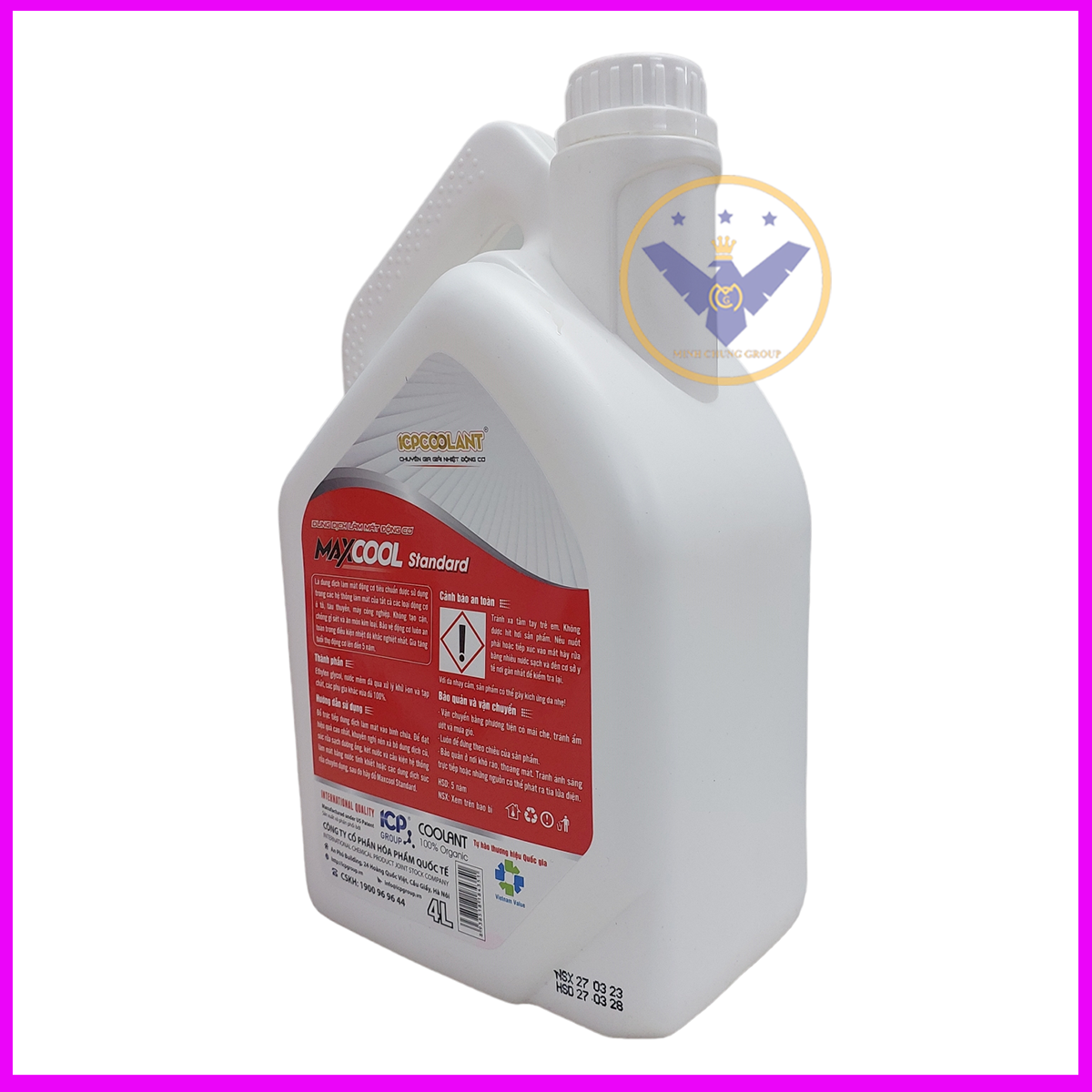 Nước làm mát động cơ xe ô tô, xe máy màu đỏ Maxcool Standard 4L tặng lon 500ml