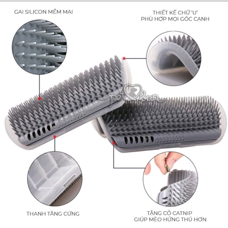 Lược Chải Lông Cho Mèo Gắn Góc Tường, Gom Lông Cho Thú Cưng Tiện Lợi