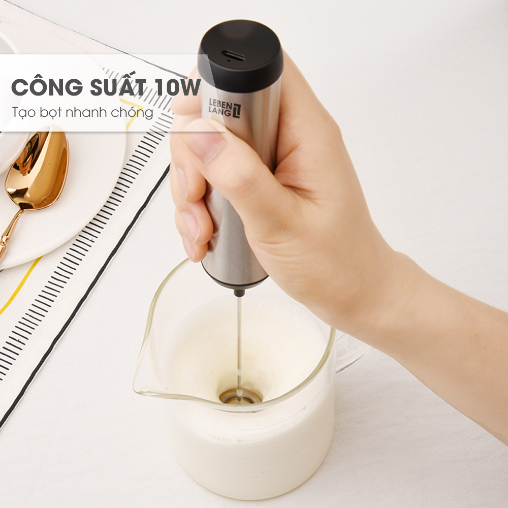 Máy đánh bọt cafe cầm tay Lebenlang LBL4583, sạc điện tiện lợi, công suất 10W, hàng chính hãng - bảo hành 2 năm