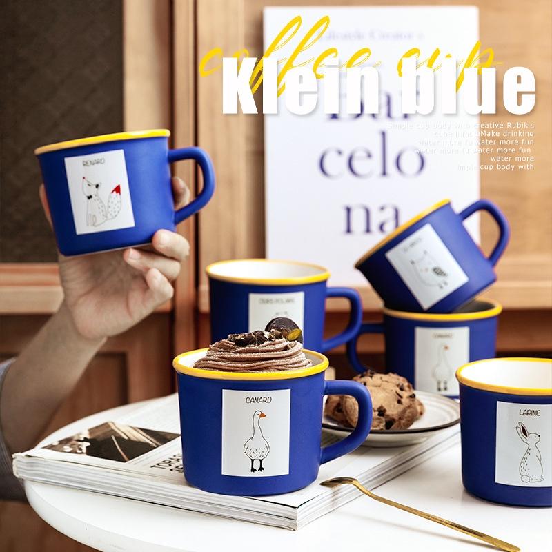 Cốc sứ uống trà, cốc cafe 400ml men xanh phong cách vintage Pháp