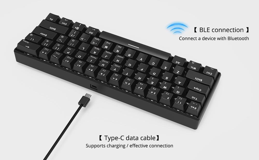 Bàn phím cơ Bluetooth/Type-C AJAZZ i610T RGB blue switch- Hàng chính hãng