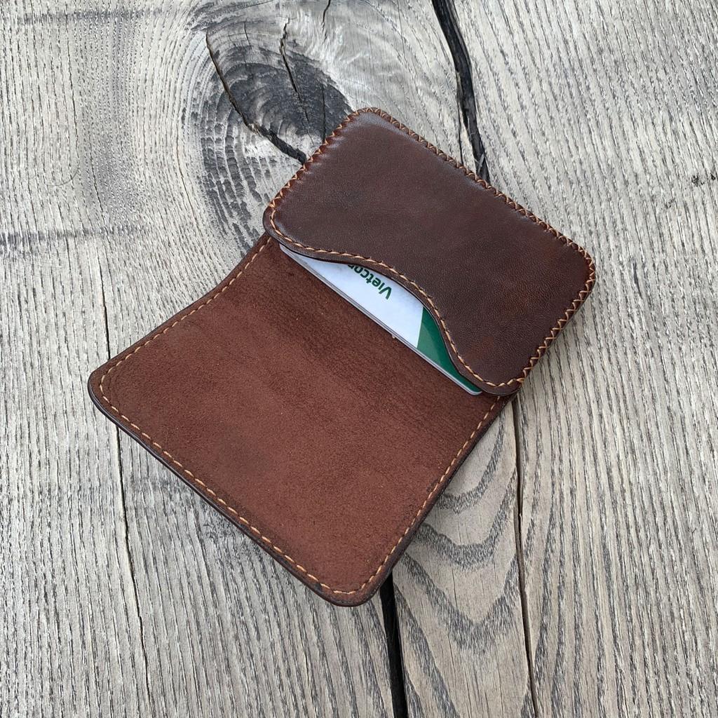 Bao da đựng thẻ ATM và card Visit - Màu Nâu - Handmade thủ công - Da bò thật