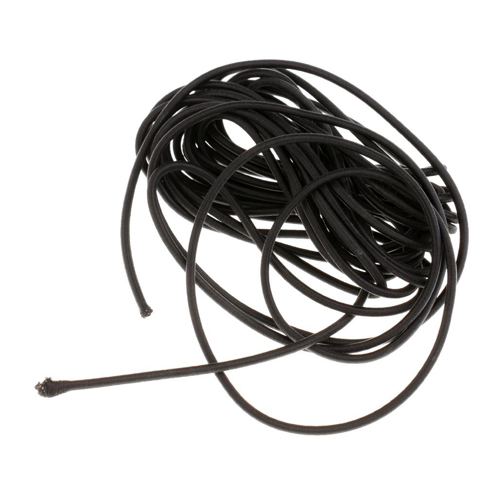 2pcs Black Elastic Bungee Rope Shock Cord Tie down 5m Length 3mm Thickness