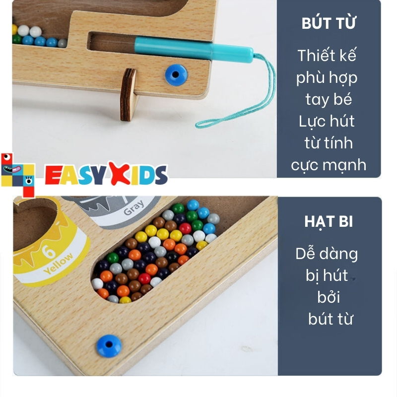 Đồ Chơi Montessori Cho Bé Bảng Hút Nam Châm Phân Biệt Màu Sắc Số Đếm