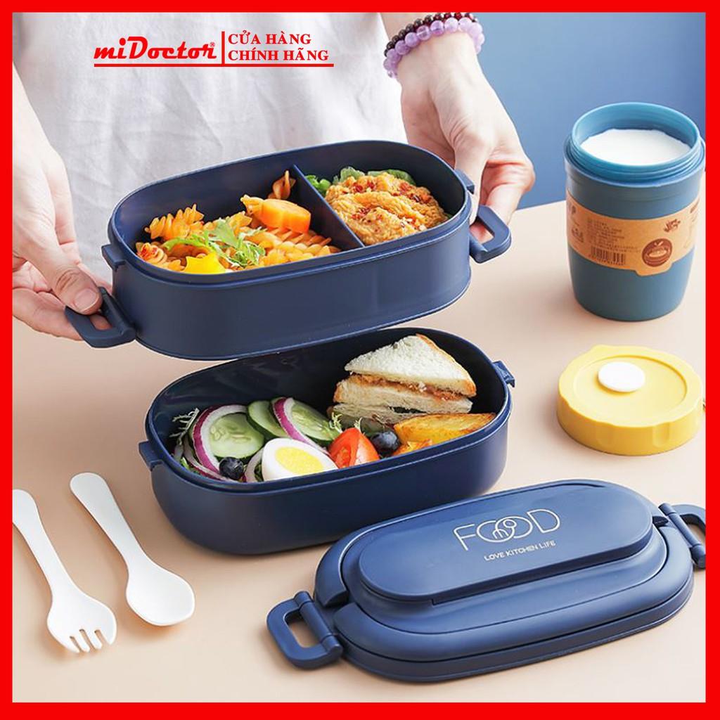 Cặp Hộp Lồng Cơm Văn Phòng 2 Tầng Giữ Nhiệt Đựng Thức Ăn - Chính Hãng miDoctor