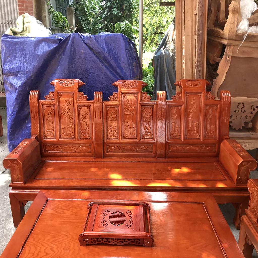 Bộ Bàn Ghế Âu Á Chương Cuốn Thư Gỗ Sồi Nga