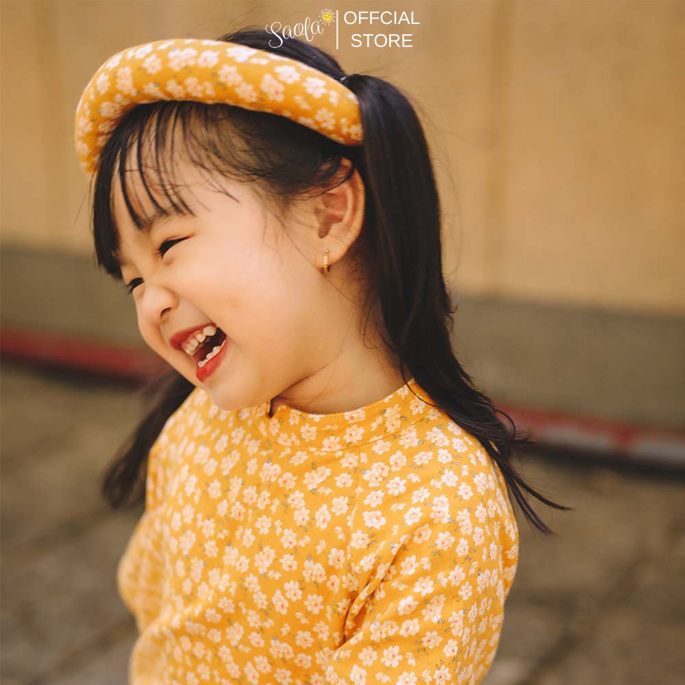 Áo Dài Tết Cách Tân Cho Bé Gái Hoạ Tiết Hoa Nhí - Áo Dài "An" - AD001 - SAOLA KIDS CLOTHING